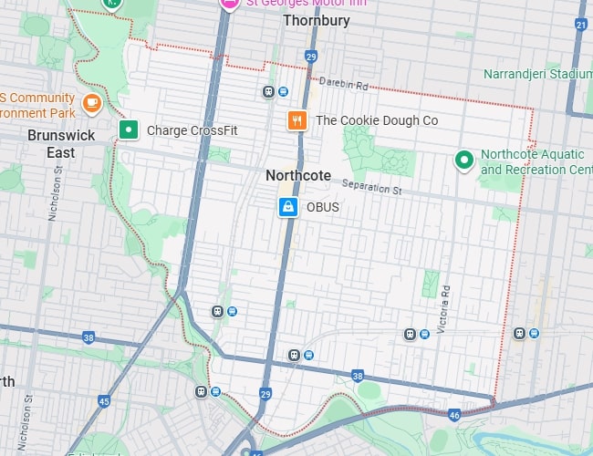 Northcote map area